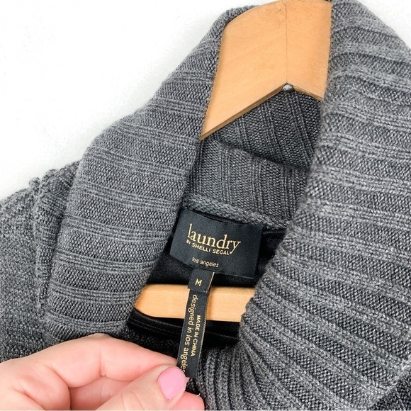 NWOT Laundry by Shelli Segal Gray Knit Cowl Neck Sleeveless Sweater Dress Sz M - Picture 6 of 9